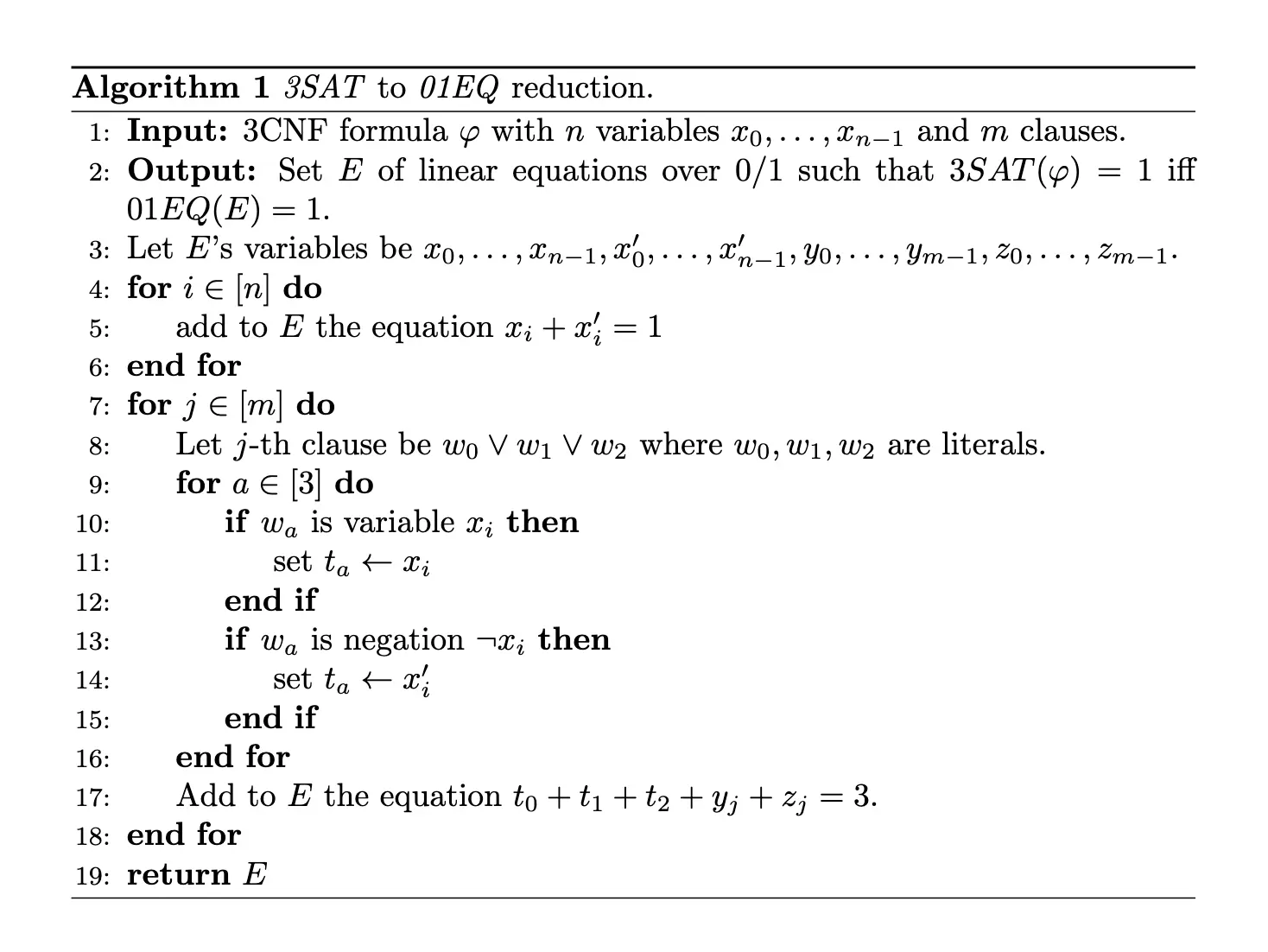 3SAT to 01EQ Reduction